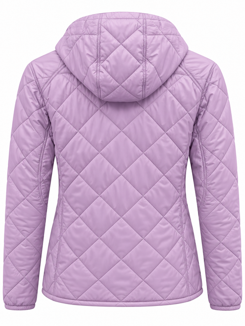 Diamond Quilted Bomber Hoodie - Quiet Violet